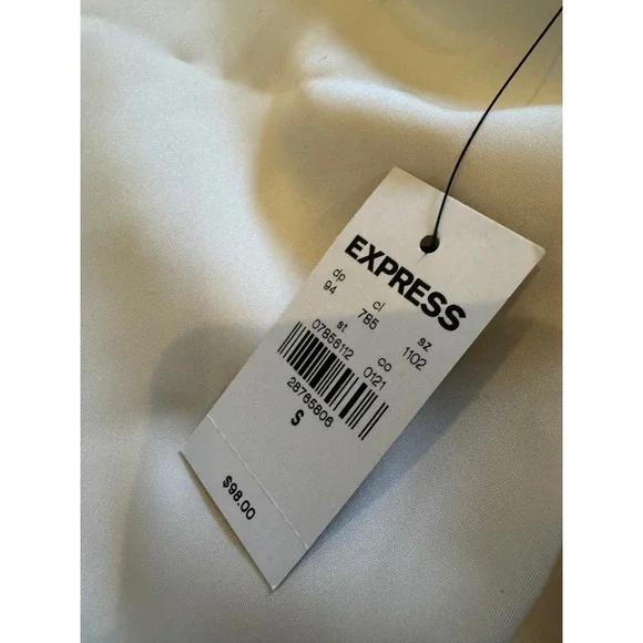 NWT $98 Express Women's Sleeveless Satin Tie-Waist Maxi Dress Ivory, Size‎ Small - Picture 2 of 8